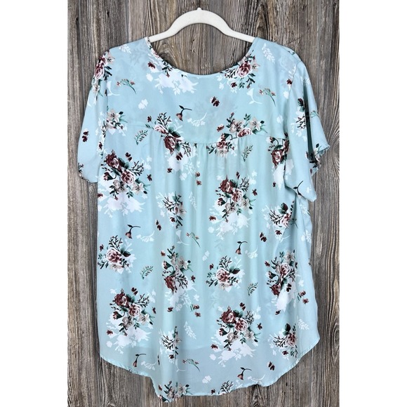 Torrid 1X Floral Blouse High Low Hem Popover Top Coquette Romantic Feminine - Picture 4 of 9